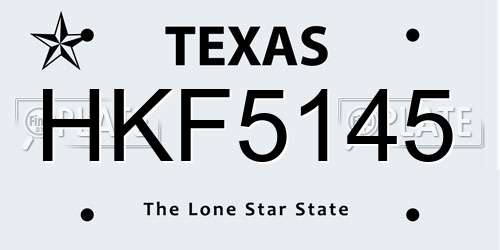 HKF5145 Texas License Plate