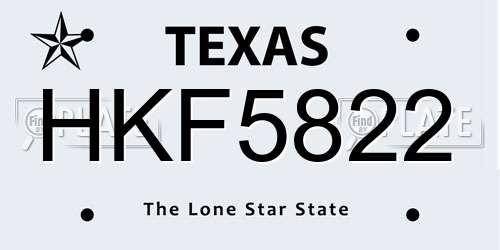 HKF5822 Texas License Plate