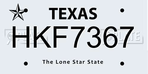 HKF7367 Texas License Plate
