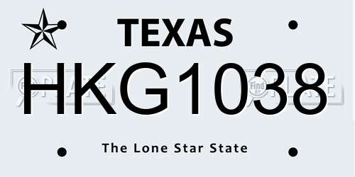 HKG1038 Texas License Plate