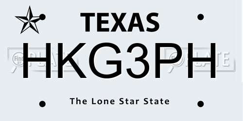HKG3PH Texas License Plate