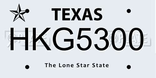 HKG5300 Texas License Plate