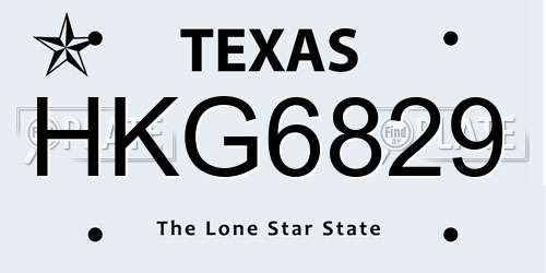 HKG6829 Texas License Plate