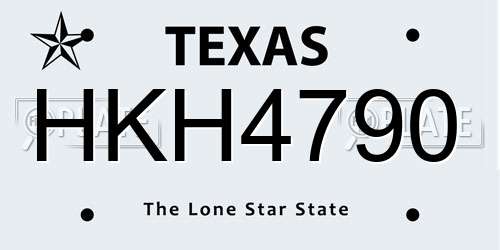 HKH4790 Texas License Plate