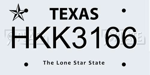 HKK3166 Texas License Plate