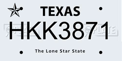 HKK3871 Texas License Plate