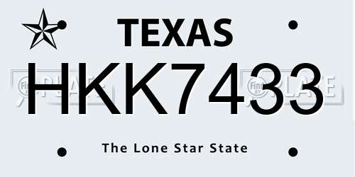 HKK7433 Texas License Plate