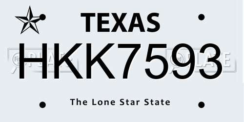 HKK7593 Texas License Plate
