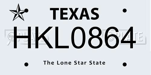HKL0864 Texas License Plate