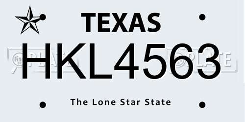 HKL4563 Texas License Plate