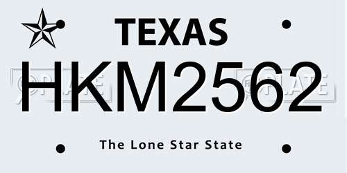 HKM2562 Texas License Plate