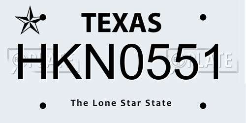HKN0551 Texas License Plate