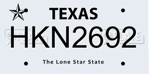 HKN2692 Texas License Plate