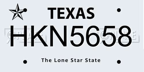HKN5658 Texas License Plate