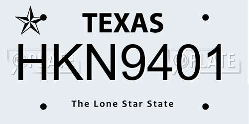 HKN9401 Texas License Plate