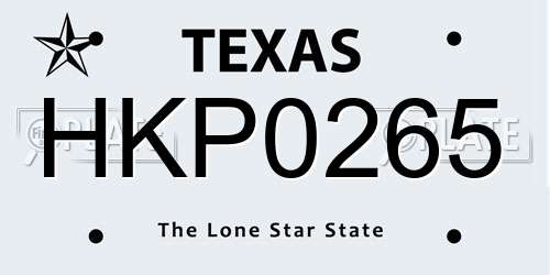 HKP0265 Texas License Plate