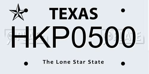 HKP0500 Texas License Plate