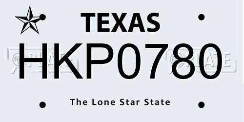 HKP0780 Texas License Plate