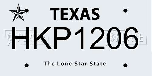HKP1206 Texas License Plate