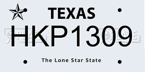 HKP1309 Texas License Plate