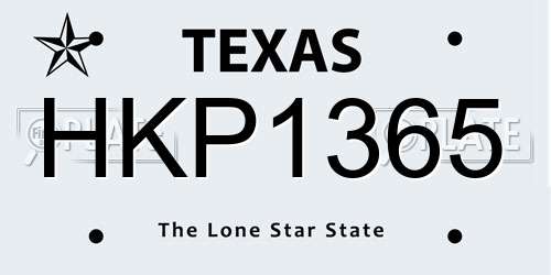 HKP1365 Texas License Plate