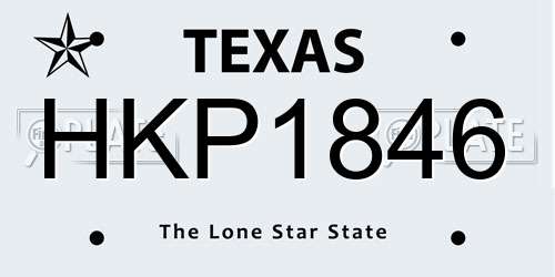 HKP1846 Texas License Plate