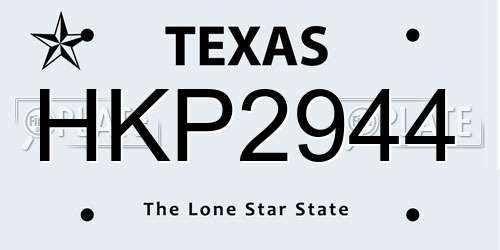 HKP2944 Texas License Plate