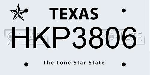 HKP3806 Texas License Plate