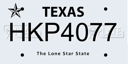 HKP4077 Texas License Plate