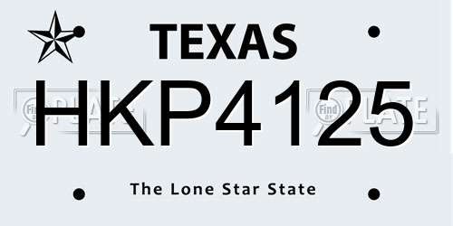 HKP4125 Texas License Plate