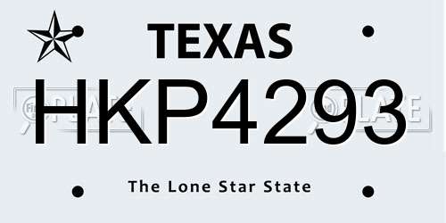 HKP4293 Texas License Plate