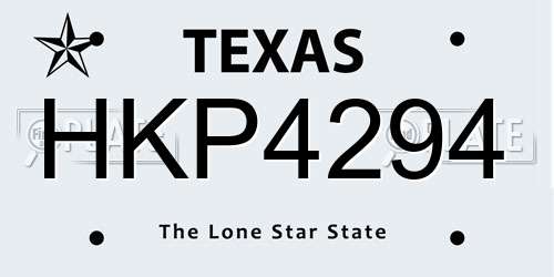 HKP4294 Texas License Plate