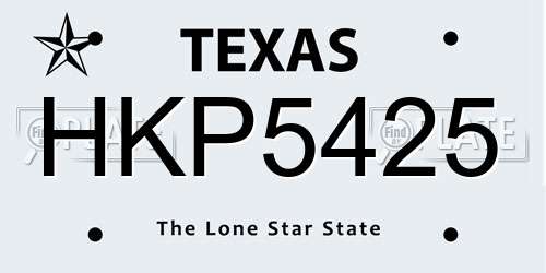 HKP5425 Texas License Plate