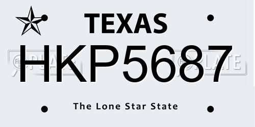 HKP5687 Texas License Plate