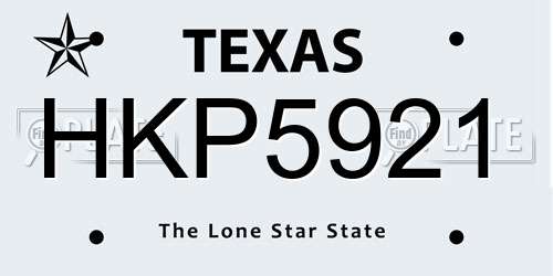 HKP5921 Texas License Plate