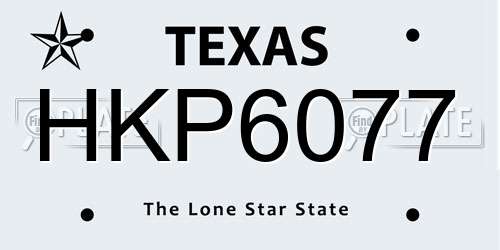 HKP6077 Texas License Plate