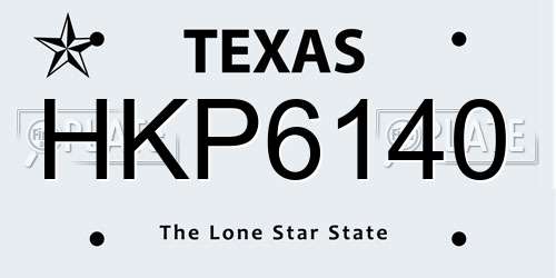 HKP6140 Texas License Plate