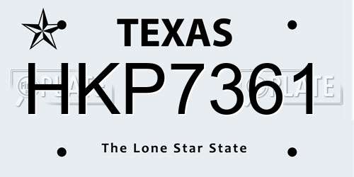 HKP7361 Texas License Plate