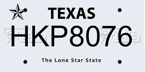 HKP8076 Texas License Plate