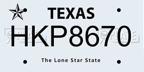 HKP8670 Texas License Plate