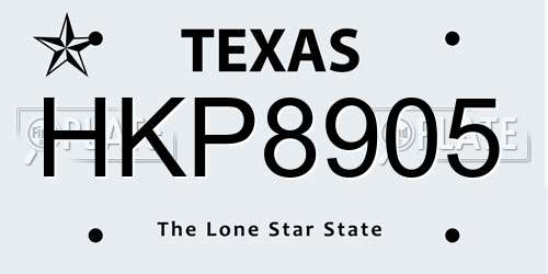 HKP8905 Texas License Plate
