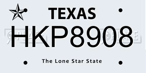 HKP8908 Texas License Plate