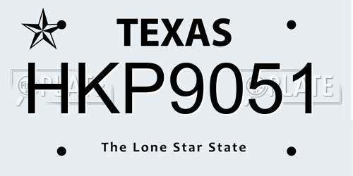 HKP9051 Texas License Plate