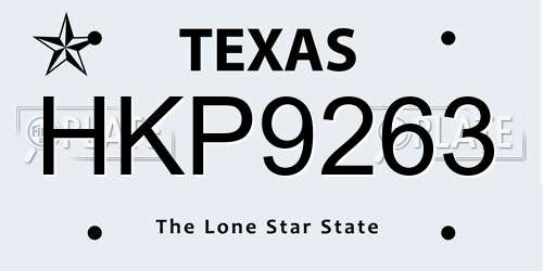 HKP9263 Texas License Plate