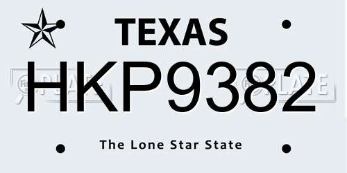 HKP9382 Texas License Plate