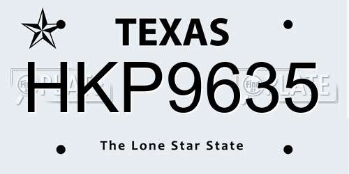 HKP9635 Texas License Plate