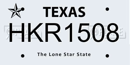HKR1508 Texas License Plate