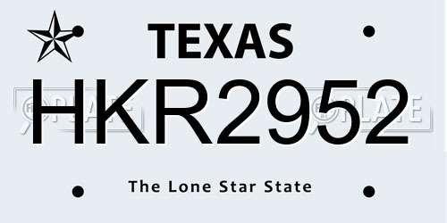 HKR2952 Texas License Plate