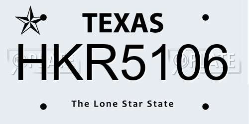 HKR5106 Texas License Plate