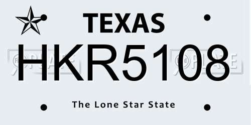 HKR5108 Texas License Plate